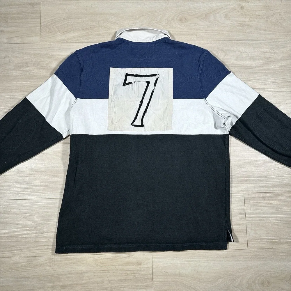 Vintage RALPH LAUREN RL RUGBY #7 Navy Green‎ Striped Men's Size XL Padding Rare